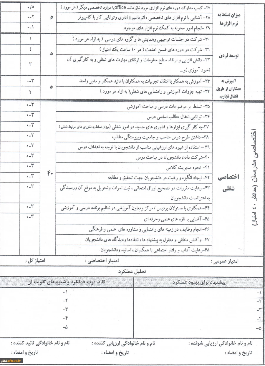 فرم ارزیابی