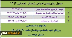 جدول زمان بندی اجرایی نیمسال  تابستانی 1394