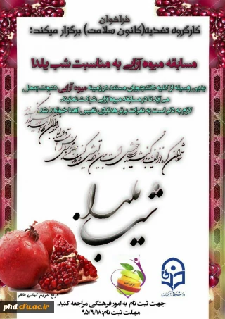 برگزاری مسابقه میوه آرایی  توسط کارگروه تغذیه پردیس شهیدهاشمی نژاد