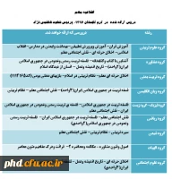 دروس ارائه شده  در  ترم تابستان 1396- پردیس شهید هاشمی نژاد