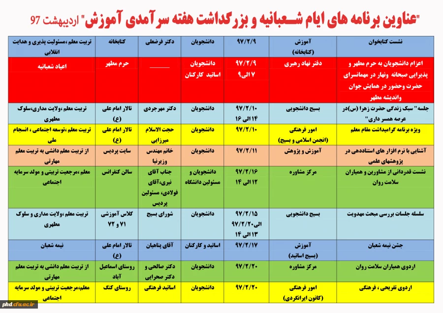 برنامه های هفته آموزش