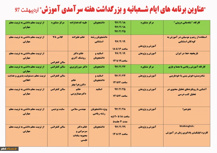 برنامه های هفته آموزش