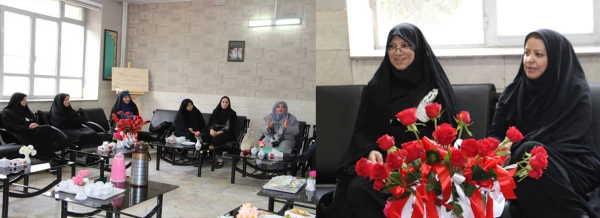 حضورمسئولین پردیس در دفتر اساتید پردیس واهدای شاخه گل
