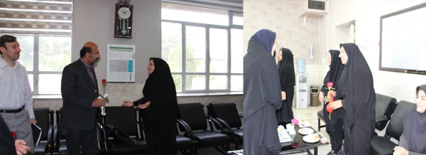 حضورمسئولین پردیس در دفتر اساتید پردیس واهدای شاخه گل