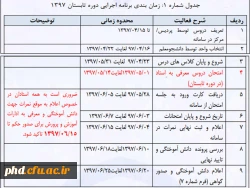 تقویم اجرائی دوره تحصیلی تابستان 97