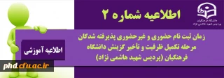 زمان ثبت نام حضوری و غیرحضوری پذیرفته شدگان مرحله تکمیل ظرفیت و تأخیر گزینش دانشگاه فرهنگیان (پردیس شهید هاشمی نژاد)