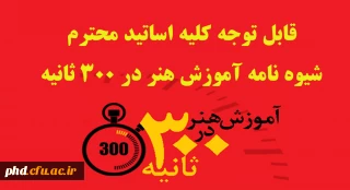 قابل توجه کلیه اساتید محترم 

شیوه نامه آموزش هنر در 300 ثانیه