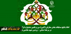 اعلام نتایج مسابقات بخش معارفی (کتبی) سی و یکمین جشنواره قرآن وعترت دانشگاه فرهنگیان
  در مرحله استانی - پردیس شهید هاشمی نژاد 2