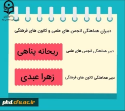 لیست اعضای شورای مرکزی ودبیران هماهنگی
 انجمن های علمی و کانون های فرهنگی پردیس شهید هاشمی نژاد