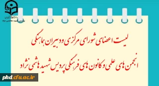 لیست اعضای شورای مرکزی ودبیران هماهنگی
 انجمن های علمی و کانون های فرهنگی پردیس شهید هاشمی نژاد