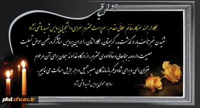 پیام تسلیت به سرکارخانم سلمانی مقدم ،کارشناس مسئول تربیت بدنی پردیس شهید هاشمی نژاد