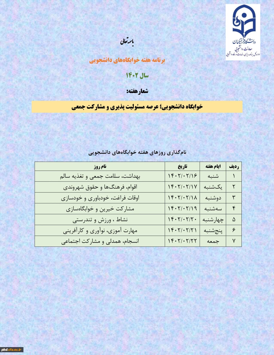 هفـته ســراهای  دانشــــجویی گــرامی بــاد